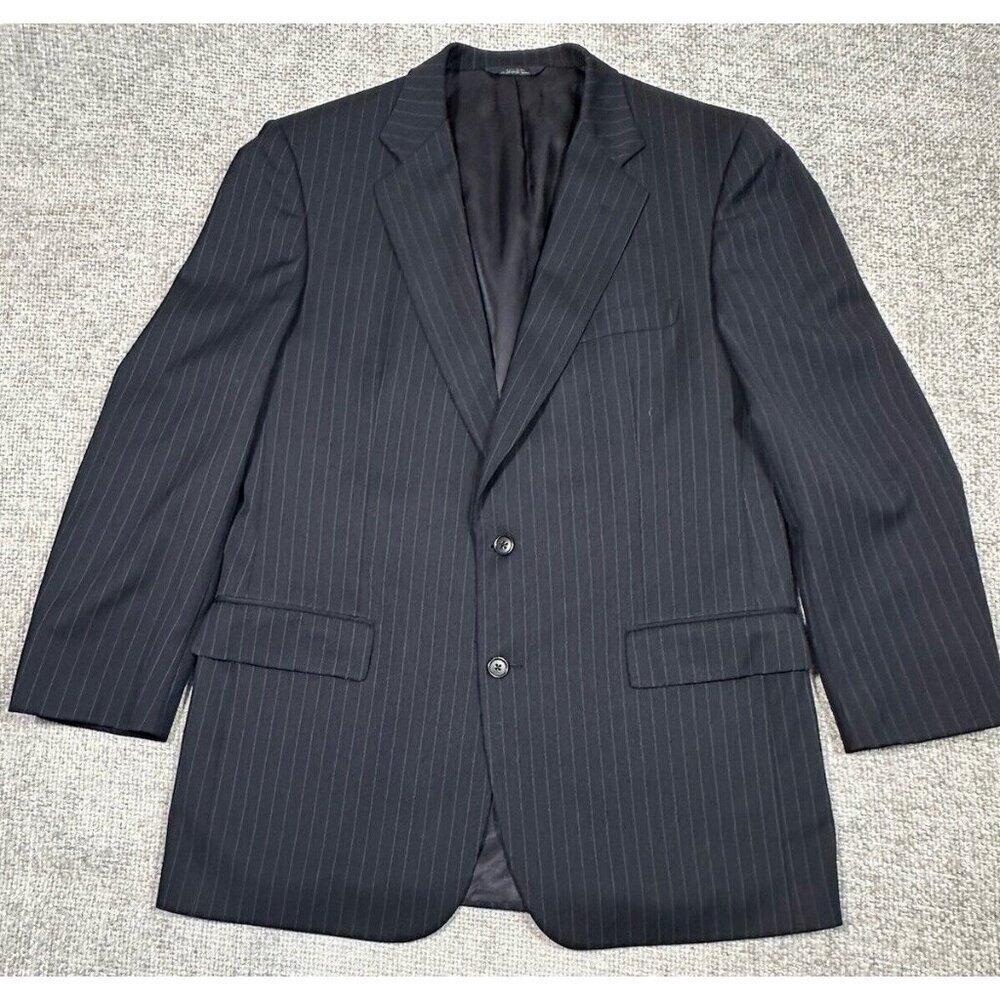 Vtg Brooks Brothers Suit Jacket‎ Mens 43L Blue Striped Wool Union USA Sport Coat